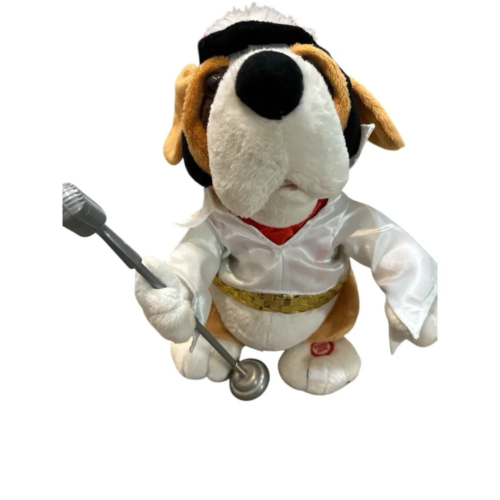 Christmas Elvis Presley Singing & Motion Plush Dog Here Comes Santa Clause Works
